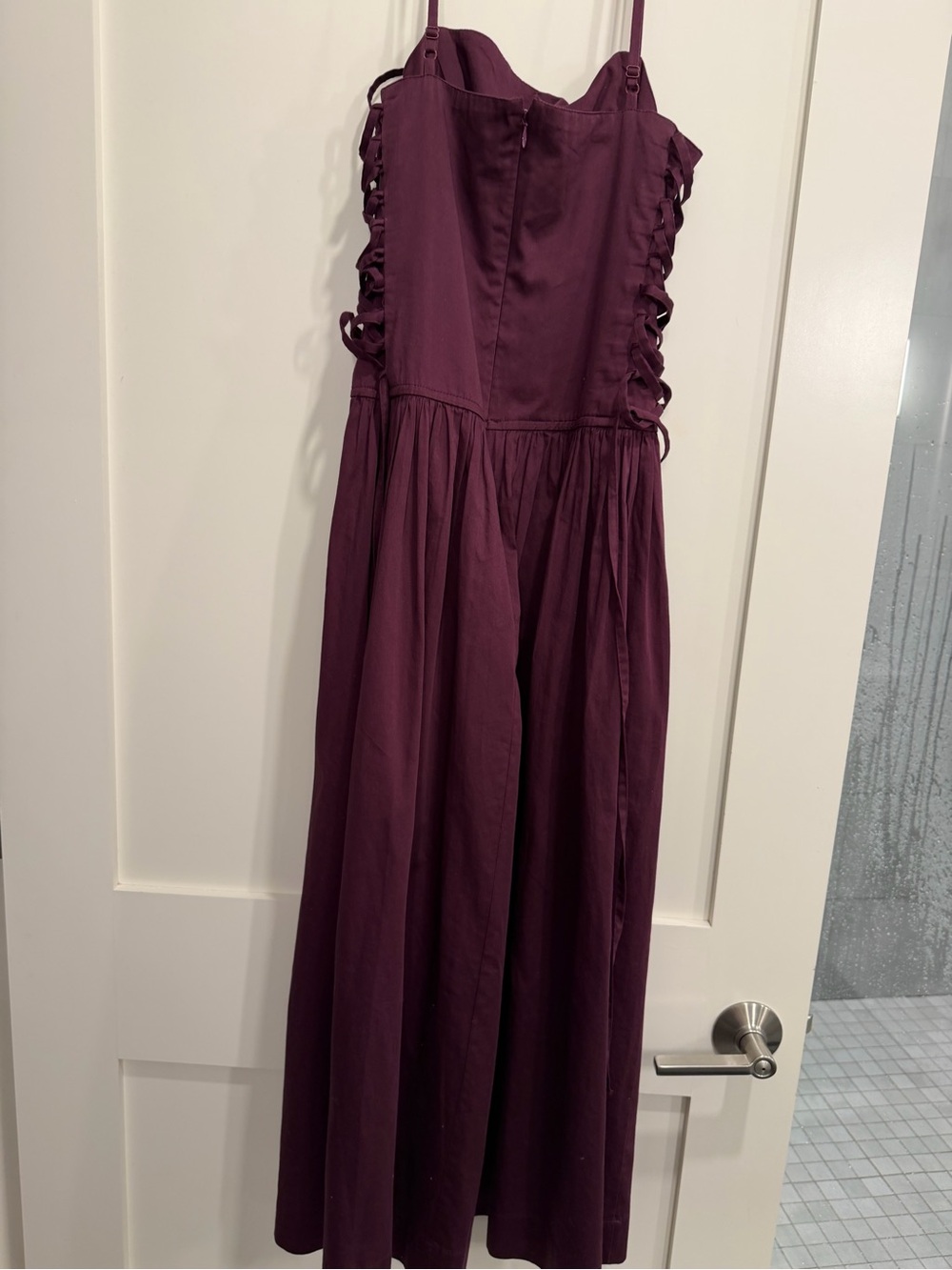 NWT Damson Madder Organic Cotton Angelina Midi Dress with Side Lace-Up - Picture 3 of 6